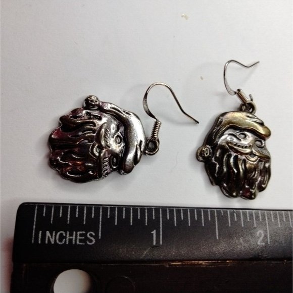 Santa Claus Earrings Dangle Drop Hook Silver St Nick Vintage Hook Drop Dangle - Picture 3 of 3